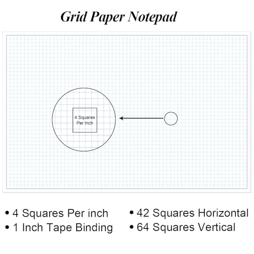 Engineering Graph Paper Pad - 17" x 11" Grid Paper for Engineering, Drafting, Blueprint Drawing, 25 Sheets/50 Pages 4x4 Blue Quad Rule by Better Office Products - size: 1-Pack