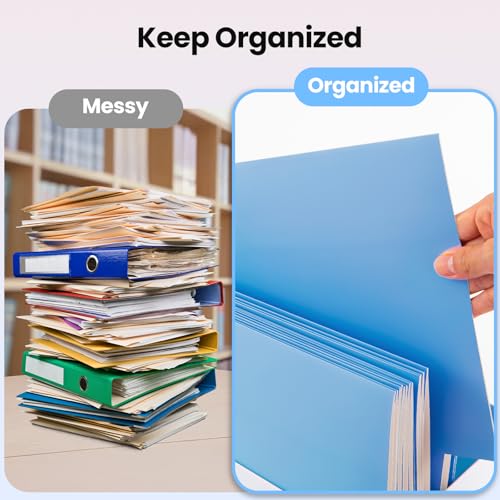 BIBRADAA® 50 Packs Blue Folders with Pockets,File Folder with Pockets Fit Letter Size Paper,File Folders Letter Size,Durable Paper Folders for School, Office, Business.(50, Light Blue) - color: Light Blue