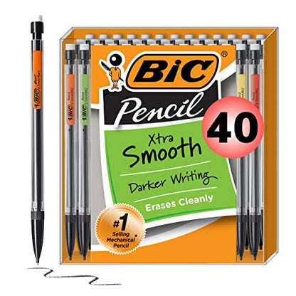 BIC Xtra-Smooth Mechanical Pencil, Medium Point (0.7 mm), 40-Count - color: black, size: 40 Count (Pack of 1)