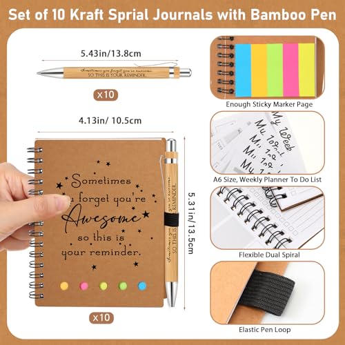 10 Sets Inspirational Notebooks Bulk Back to School Spiral Notebook with Notepad and Bamboo Pen Team Appreciation Gift for Office Teacher Employee Social Worker Student (Sometimes You Forget) - style: Sometimes You Forget