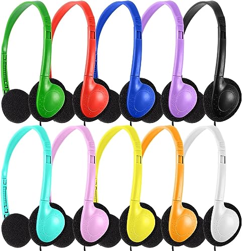 Classroom Headphones Bulk 10 Pack Multi Color for Kids School, Wholesale Class Set Durable Earphones for Students Children Toddler Teens Boys Girls and Adult (LS04,10 Mixed) - color: Mixed Colors, size: 10 Pack