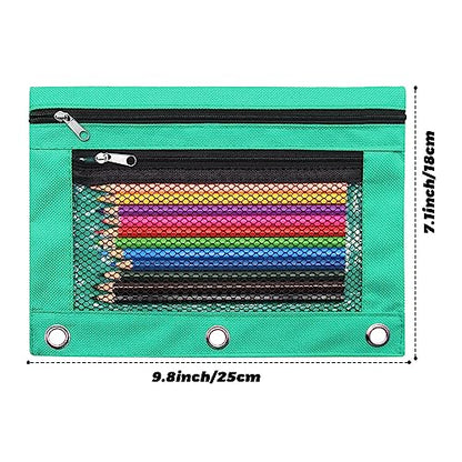 Pencil Pouch for 3 Ring Binders Zippered Pencil Case Canvas Pencil Bag with 2 Compartments (Set of 2, Pastel Green) - color: Patel Green