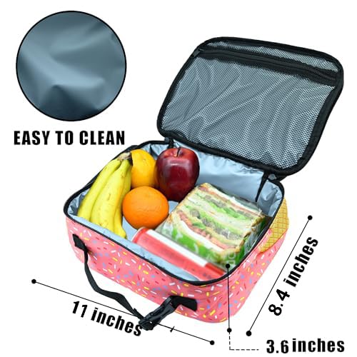 Ice Cream Lunch Bag Insulated Reusable Lunch Box Kids Girls Boys Cooler Thermal Tote Bag For Men Women School Work Picnic - color: Ice Cream