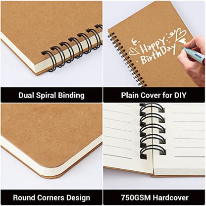 EUSOAR College Ruled Spiral Notebook, A5 3packs 5.5"X8.3" 120 Pages Line Travel Notebooks Journal, Memo Notepad Sketchbook, Students Office Business Subject Diary Ruled Book Journal-Kraft Cover - color: Kraft, size: 3 Packs