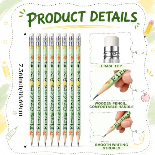 48 Pcs/24 Sets 1st Graders Pencils and Erasers Bulk Set Motivational Pencils Back to School Supplies for Kids Student Inspirational Teacher Classroom Reward Party Favors Gifts - style: 1st Grader