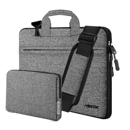 Hseok Laptop Shoulder Bag 13-14 inch Shockproof Water-Resistant HandBag with Small Case Compatible with MacBook Pro/Neo 14" M5/M4/M3/M2/M1, Mac Air/Pro 13.3", XPS 13/14, Most 13"-14" PC,Gray-black - color: Dark Gray-black, size: 13"-14"