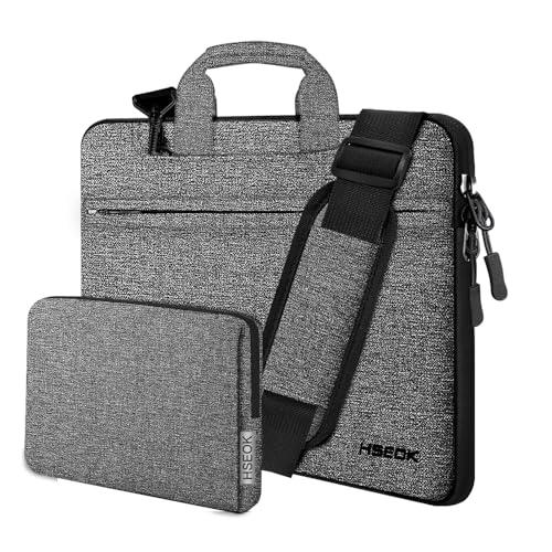 Hseok Laptop Shoulder Bag 13-14 inch Shockproof Water-Resistant HandBag with Small Case Compatible with MacBook Pro/Neo 14" M5/M4/M3/M2/M1, Mac Air/Pro 13.3", XPS 13/14, Most 13"-14" PC,Gray-black - color: Dark Gray-black, size: 13"-14"