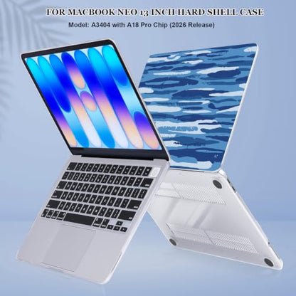 for MacBook Neo 13 inch Case 2026 Release A3404 Cover, Ultra-Thin Printed Pattern Plastic Hard Shell Case Protective Case for Mac Neo 13 with Apple A18 Pro Chip, Abstract Blue Camouflage - color: Abstract Blue Camouflage