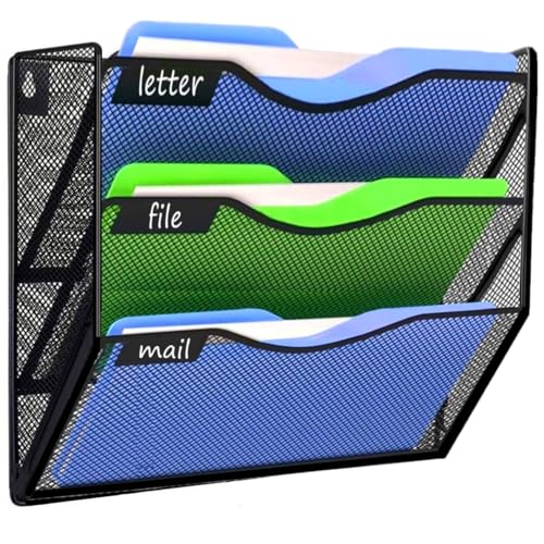 Kuntine.B Wall File Organizer Office Hanging Magazine Holder Wall File Organizer for Office Home - color: Black, size: 3 Tier & No Hangers
