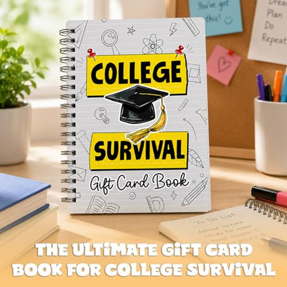 Hangwoous College Survival Gift Card Book, Back to School Gift | 7X5 Inch 24 Pages Card Book For Boys And Girls, Going Away To College Care Package Cash Gifts, Teen Stocking Stuffers - color: White