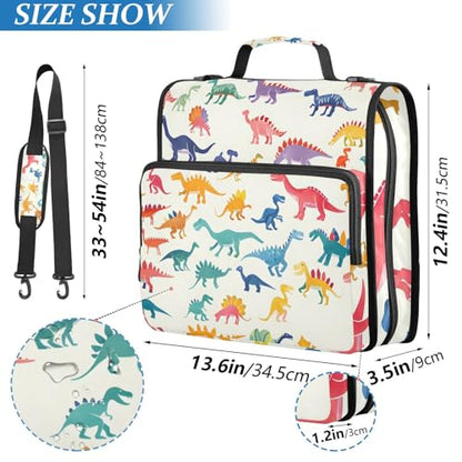 3 Ring Zipper Binder with Shoulder Strap Black Skulls Cats Gothic Style Binder Bag - color: Multicolored 02