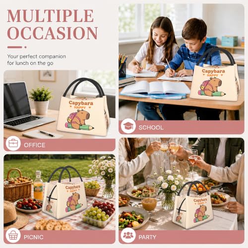 Cute Capybara Insulated Lunch Bag,Cute Beige Lunch Box for Women,Girls Boys Thermal Insulation Cooler Tote Bag Lightweight for Student School Work Picnic - color: Cute Capybara