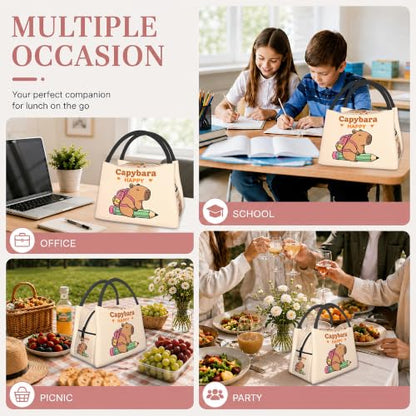 Cute Capybara Insulated Lunch Bag,Cute Beige Lunch Box for Women,Girls Boys Thermal Insulation Cooler Tote Bag Lightweight for Student School Work Picnic - color: Cute Capybara