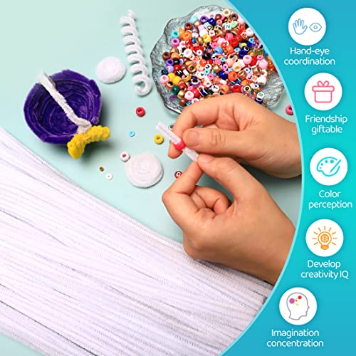 Iooleem 200pcs White Pipe Cleaners, Chenille Stems, Pipe Cleaners for Crafts, Pipe Cleaner Crafts, Art and Craft Supplies. - color: White, size: Small Pack