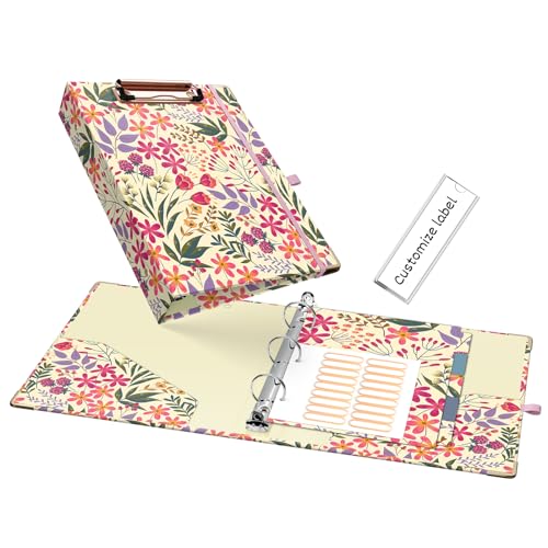 Ospelelf Mini 3 Ring Binder 1 Inch, Cute Binder for 5.5" x 8.5" with 5 Tab Dividers, File Folder Labels and Low Profile Clipboards, Floral Binders for School and Office Supplies - color: Floral, size: Mini 1in（ 5.5" x 8.5"）