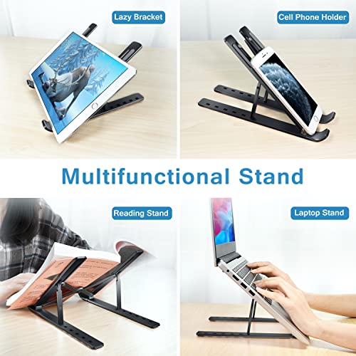 ivoler Laptop Stand, Laptop Holder Riser Computer Tablet Stand, 6 Angles Adjustable Aluminum Ergonomic Foldable Portable Desktop Holder Compatible with 10-15.6” MacBook,iPad, HP, Dell, Lenovo Black - color: C-Black