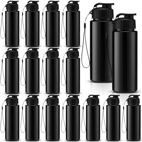 Mifoci 20 Pieces Water Bottle Bulk 17 oz Plastic Water Bottles Bulk Gym Sports Adults Reusable Large Bottles with Leak Proof Flip Top for Party Outdoor (Solid Black) - color: Solid Black