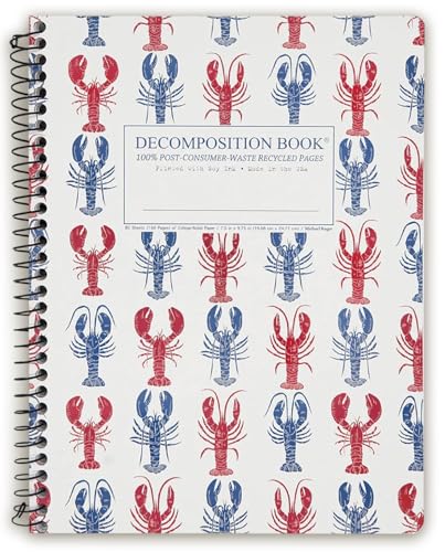 Decomposition Lobsters College Ruled Spiral Notebooks – 9.75 x 7.5 Journal with 160 Lined Pages – Notebooks for School Supplies, Home & Office – 100% Recycled Paper – Made in USA - color: Lobsters
