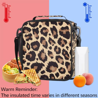 Pardick Leopard Lunch Box for Kids,Students Leopard Animal Skin Print Lunch Bag Tote with Adjustable Shoulder Strap,Insulated Thermal Girls Boys Lunchbox Cooler Bag for School Picnic Travel Outdoor - color: Leopard
