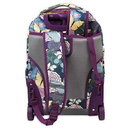 J World Duo Kids Rolling Backpack With Lunch Box Set. School Bookbag on Wheels, Secret Garden - color: Secret Garden
