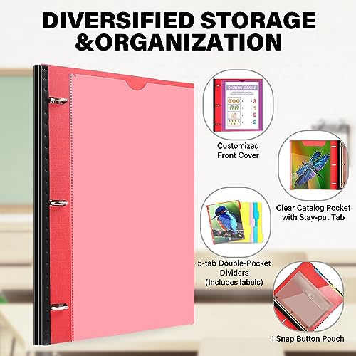 WOT I Telescoping Project Organizer, Refillable Binder with Dividers and Pockets, 13 Pocket Folders, 1 Inch 3 Ring Binder, Red - color: Red, size: 1 Pack
