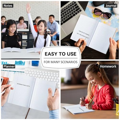 Gersoniel 4 Pack Left Handed Composition Notebooks, Black Marble College Ruled Writing Notebooks 8.3" x 5.8", School Notebook for Home Study & Classroom Use, Smooth Ink Paper for Left Hand Writers - color: Black