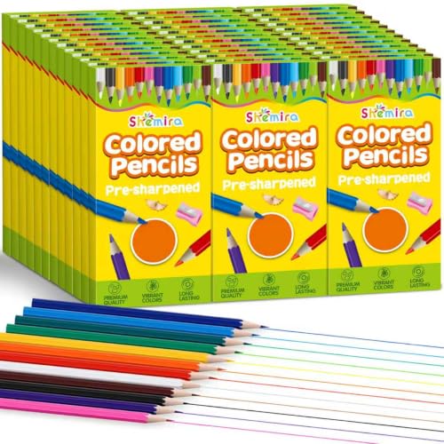 Shemira 36 Pack (432 Count) Colored Pencils Bulk Set for Kids, Pre-sharpened Coloring Pencil in 12 Colors, Erasable Color Pencils', School Supplies for Kids Teachers, Back to School Supplies