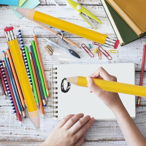 FOIMAS 3pcs Giant Wooden Pencils,13.4 Inch Novelty Jumbo Pencil Prop with Eraser for School Office Prop Supply Novelty Gift,Yellow