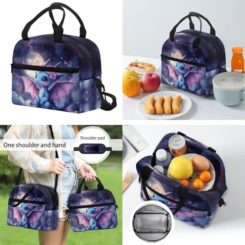 CLOHOMIN Dragon Kids Bookbag Set of 3 with Lunch Box for Girls 8-10/10-12 Middle School Backpacks for Kids Lunch Bag + Water Bottle Bag Student School Book Bags Set 4th/5th Grade Lunch Tote Bag - color: Dragon