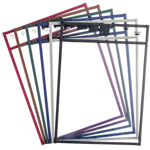 Mr. Pen- Reusable Dry Erase Pocket Sleeves, 10" x 14", 6 Pack, Colorful | Sleek Dark Color, Clear Plastic Paper Sleeves, Ticket Holders, Clear Plastic Sheet Protectors, Teacher, School - color: Sleek Dark, size: 6 Pack