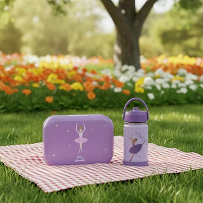 Bento Midi Lunch Box with carrying handle – 4 No-Mix Compartments | Microwave & Dishwasher Safe,Removable Tray | 900ML OZ (Purple Dark Powder Clevapirouette Friend) - color: Purple Dark Powder Clevapirouette Friend