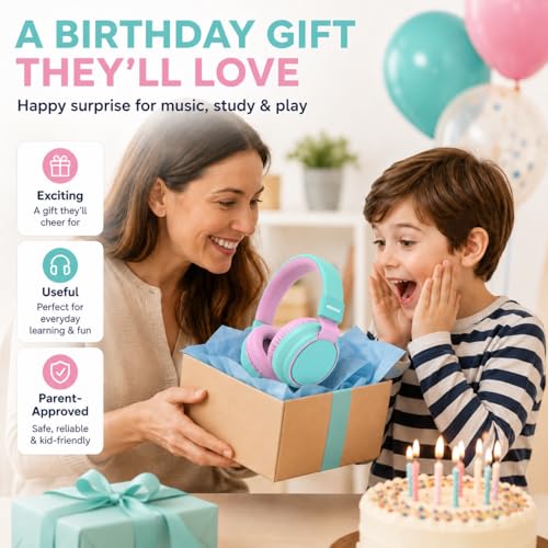 MIDOLA Kids Bluetooth Headphones 68H Play Time,Volume Limit 85/94dB, Foldable Lightweight Wireless Over-Ear Headphone for Toddler Kid Child Pad,Headsets with Aux Built-in Mic Cyan - color: Cyan