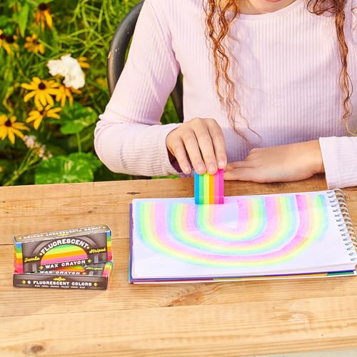 eeBoo: Jumbo Wax Crayon: Rainbow Fluorescent – 6 Vibrant Colors in One Chunky Crayon, 4" x 1.5" x 0.625" Block, Art & Coloring Supplies, Kids Ages 3+