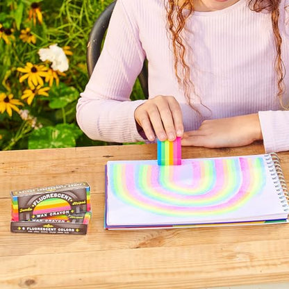 eeBoo: Jumbo Wax Crayon: Rainbow Fluorescent – 6 Vibrant Colors in One Chunky Crayon, 4" x 1.5" x 0.625" Block, Art & Coloring Supplies, Kids Ages 3+