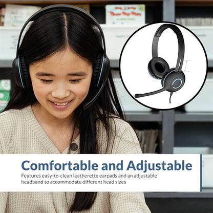 Cyber Acoustics USB Stereo Headset (AC-5008-20) – Durable, Crisp, and Clear Communication in Classrooms and at Home - 20 Pack - size: 20 Pack