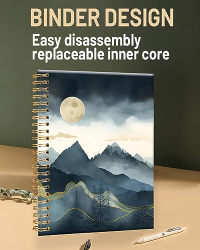 Spiral Journal Notebook for Women,A5 College Ruled Notebooks 6"x 8.4", 120 Pages Lined Journal with Premium Thick Paper,Perfect for School Office Home Gifts(abstract mountain cloud) - color: abstract mountain cloud