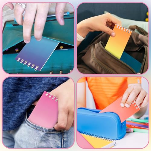 Mini Notebooks Bulk Small Spiral Notebook 24 PCS Mini Journal Pocket Notebooks Set Colorful Cover Notebooks for Party Supplies Teacher Children Classroom Rewards - style: Fade Color