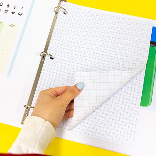 BAZIC Products Quad-Ruled Filler Paper, 4 Sq/in, 3-Hole, 100 Sheets, 2-Pack | 4 squares per inch, 10.5 x 8 in, 3-hole punched, fit 3-ring binders, math - color: White Quad-ruled, size: 2-Pack
