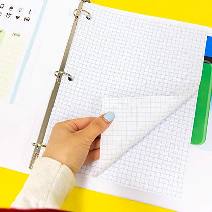 BAZIC Products Quad-Ruled Filler Paper, 4 Sq/in, 3-Hole, 100 Sheets, 2-Pack | 4 squares per inch, 10.5 x 8 in, 3-hole punched, fit 3-ring binders, math - color: White Quad-ruled, size: 2-Pack