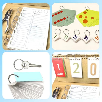 (40Pack)Book Rings 1 Inch Binder Rings with Metal Single Hole Punch | Nickel Plated Steel Paper Rings Metal Rings for Index Cards,Flash Card rings,Silver