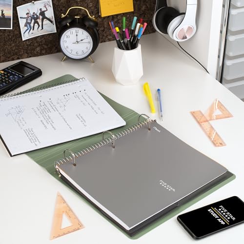 Five Star Spiral Notebook + Study App, 1 Subject, Graph Ruled Paper, 8-1/2" x 11", 100 Sheets, Fights Ink Bleed, Water Resistant Cover, Gray (620000AA3) (Pack of 12) - color: Gray, size: Pack of 12