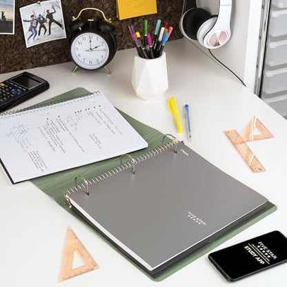 Five Star Spiral Notebook + Study App, 1 Subject, Graph Ruled Paper, 8-1/2" x 11", 100 Sheets, Fights Ink Bleed, Water Resistant Cover, Gray (620000AA3) - color: Gray, size: Pack of 1