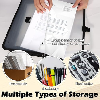 3 Pieces A3 11 x 17 inch Expandable File Folder with Handle Expandable Folders for Documents Snap Closure Black Horizontal Large Clear Organizer Storage for Plots Charts