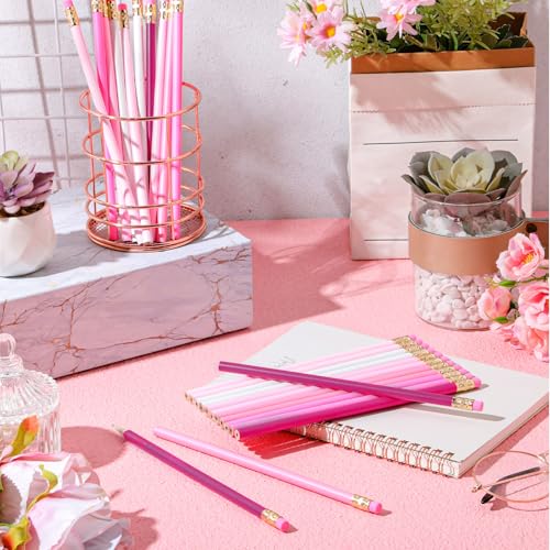 24 Pcs Round Pencils with Eraser 2 HB Cute Pencils Bulk for School Graphite Wood Color Unsharpened Pencil for Drawing Sketching Wedding School Teacher Supplies Student Reward(Light Pink) - color: Light Pink