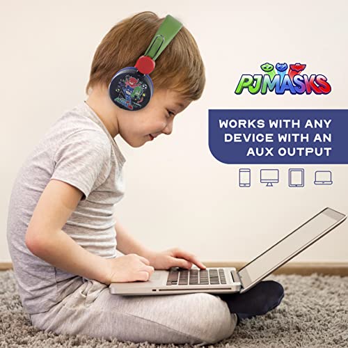 PJ Masks Over The Ear Headphones HP1-01057 | Soft and Cushioned Ear Pieces to Fit Any Size, Adjustable Headband Headphones, Great Sound, Volume Limiting Technology - color: PJ Masks