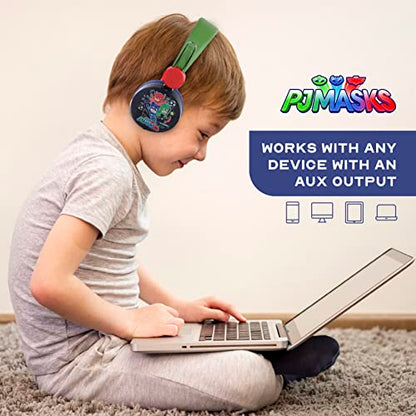 PJ Masks Over The Ear Headphones HP1-01057 | Soft and Cushioned Ear Pieces to Fit Any Size, Adjustable Headband Headphones, Great Sound, Volume Limiting Technology - color: PJ Masks