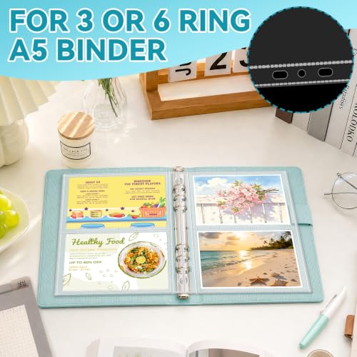 VOKOY 200 Pack Mini Sheet Protectors fit 4"x6"' Cards for 3 or 6 Ring Binder, 7 Holes 2 Pocket Heavy-Duty Recipe Card Sleeves Refill Pages Crystal Clear Index Card Protectors for 8.5x9.5 Inch Binder - size: 6.9x8.5 Inch-2 Pocket, style: 200 Pack