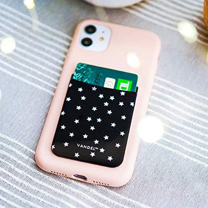 VANDEL Pocket – Stick-On Fabric Phone Wallet Stick On for Women, Cute Credit Card Holder for Phone Case, Back of Phone Fabric Sleeve for iPhone Pocket, Stretchy Wallet Phone Case - color: Night Sky