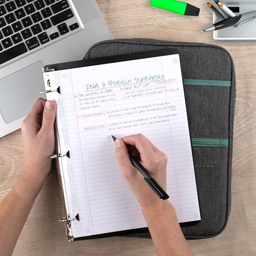 Five Star Zipper Binder, 1 Inch 3-Ring Binder with Round Rings, Carry-All with Pockets and 4-Tab Dividers, 375 Sheet Capacity, Grey/Seaglass (290920B) - color: Grey/Seaglass