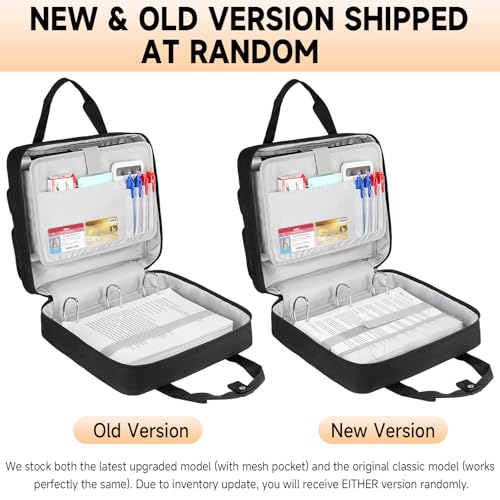 Zipper Binder 3 Ring, 500 Sheets Capacity, Binder 2 Inch with Shoulder Strap Fits 13 Inch Laptop for School and Office,Black - color: Black